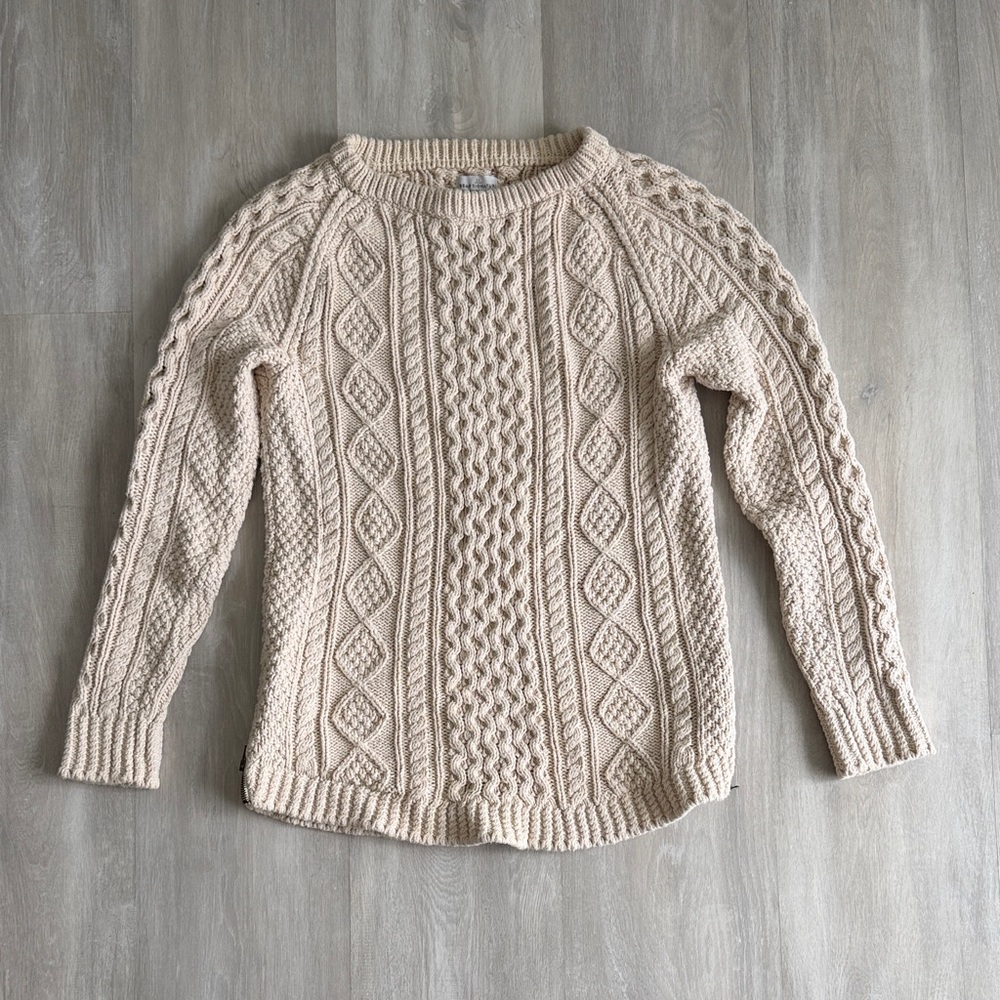 L.L. Bean Women's Signature Cotton Fisherman Tunic Sweater - Cream, Size XS